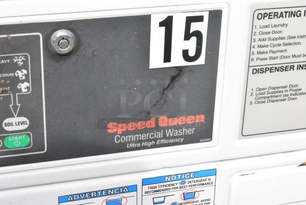 Alliance Speed Queen SFNLCFSP111TW01 Metal Commercial Coin Operated Front Load Washer. - Image 2 of 6