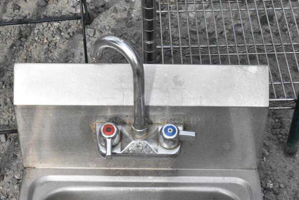 Stainless Steel Wall Mount Single Bay Sink w/ Faucet and Handles. - Image 4 of 4
