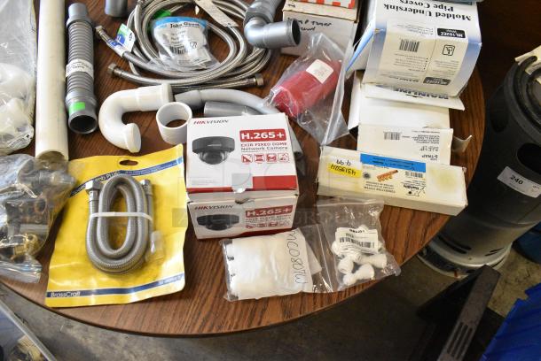 ALL ONE MONEY! Lot of Various BRAND NEW SCRATCH AND DENT! Items Including Security Camera, Water Hoses, Molded Undersink Pipe Covers and Pipes in Clear Poly Bin - Image 15 of 21