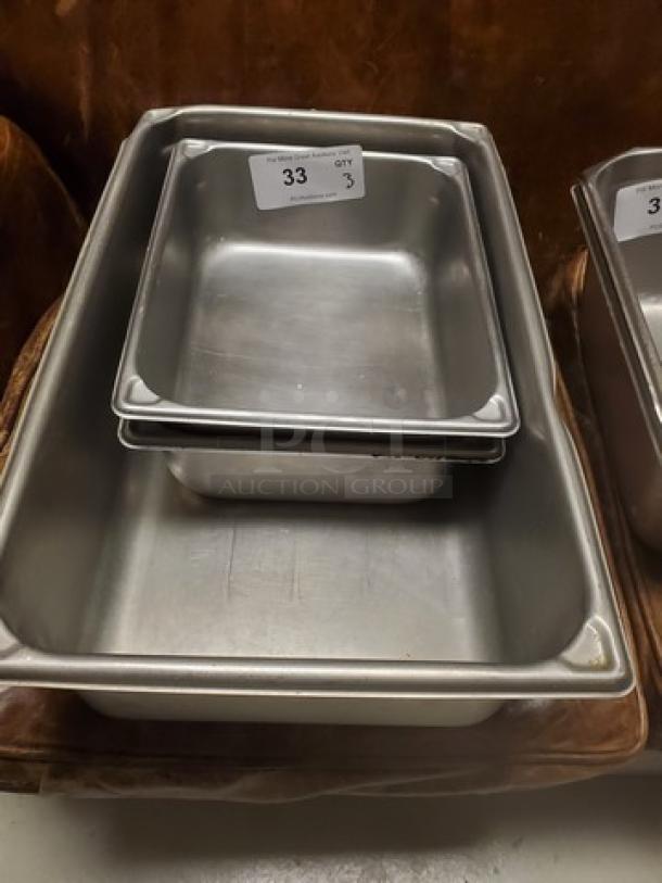 Lot of 3 Stainless Steel Food Pans. (3xbid) - Image 1 of 1