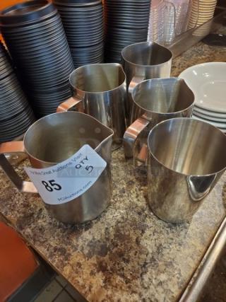 Lot of 5 Stainless Steel Pitchers. (5xbid)