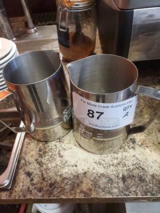 Lot of 2 Small Stainless Steel Pitchers. (2xbid)