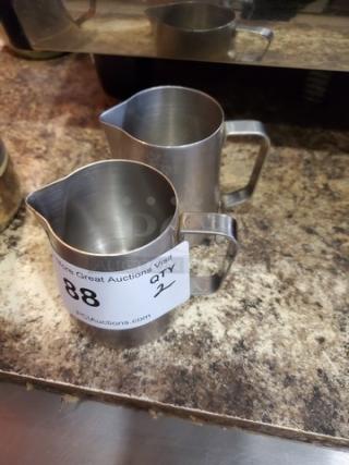 Lot of 2 Small Stainless Steel Pitchers. (2xbid)