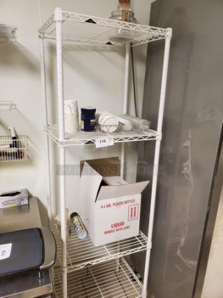 4 Tier Wire Shelving Unit. Contents on rack are not included.