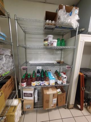 5 Tier Wire Shelving Unit. Contents on rack NOT included.
