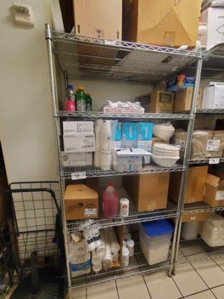 5 Tier Wire Shelving Unit. Contents on rack are NOT included.