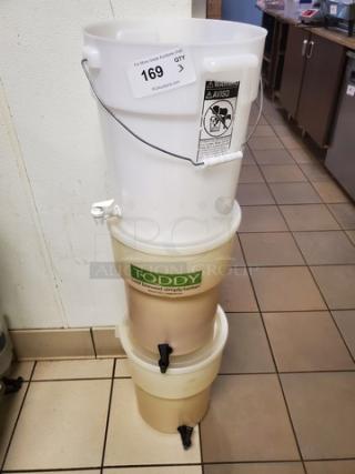 Lot of (3) 5 Gallon Round Beverage Dispensers. (3xbid)
