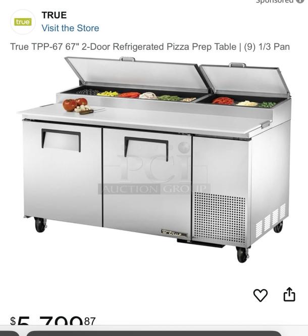 Brand New in Box Pizza Prep Table – TRUE TPP-67 – 120V – Heavy-Duty Stainless Steel – Never Used! – BPT Code 759 - Image 1 of 7