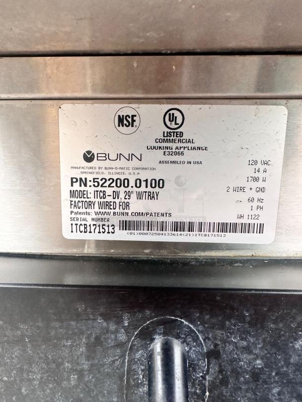 Outstanding Condition Tea Brewer – Bunn ITCB-DV, 29” with Tray – 120/240V Electric – Heavy-Duty Stainless Steel – Tested & Working! – Code RGP 37 - Image 7 of 7