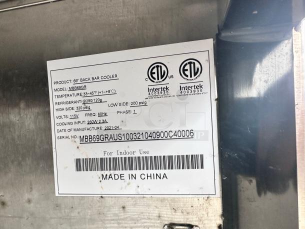 Excellent Condition Back Bar Cooler - MBB69GR - 115V - Commercial Refrigeration - Tested & Working! - Image 12 of 12