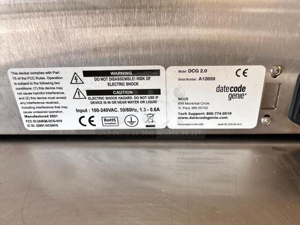 Very good Condition Labeling System – DateCode Genie DCG 2.0 – 115V Electric – Heavy-Duty Stainless Steel – Fully Tested & Working! - Image 8 of 9