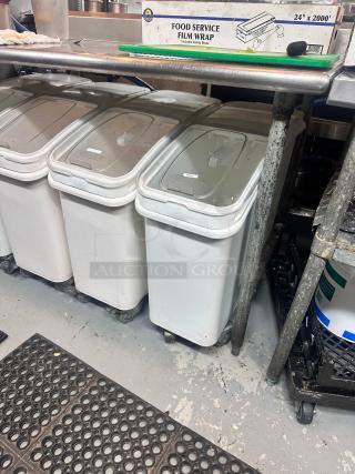 Excellent Condition Ingredient set of 4 Storage Bins – Baker’s Mark & Winco – NSF Certified – Heavy-Duty – Fully Tested & Working!