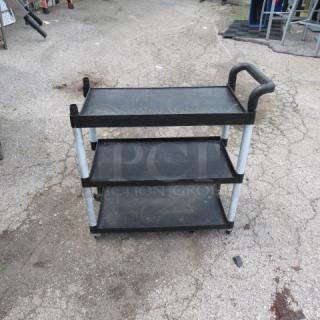 One Poly 3 Shelf Cart On Casters. 28X12X28
