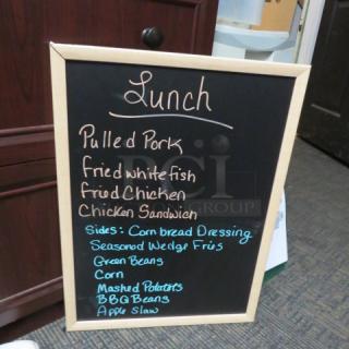 One Framed Menu Chalkboard. 17X23
