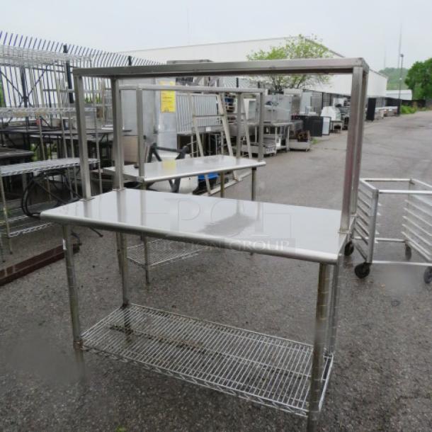 One Stainless Steel Table With Stainless Steel Over Shelf With A Metro Under Shelf. 50X24X59 - Image 1 of 1