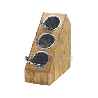 BRAND NEW! Cal-Mil Madera Series Commercial Wooden 3-Cylinder Slanted Countertop Flatware/Condiment Display Organizer Stand! Model: 3423-3-99!