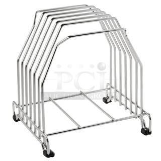 BRAND NEW! San Jamar Commercial Stainless Steel 6-Board Non-Slip Cutting Board Storage Rack! Model: KLRST!