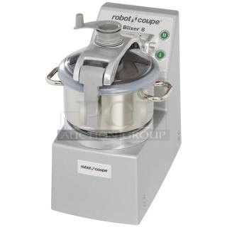 BRAND NEW! Robot Coupe E-Series Commercial Stainless Steel Electric Powered 2 Speed Countertop 8.5 Qt. Food Processor! With Handled Stainless Steel Cutter Bowl! With Leak Proof See-Through Cover! Model: BLIXER8! 208V-240V 3 Phase!