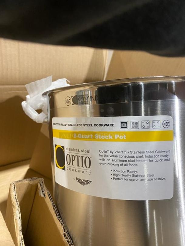 BRAND NEW! Vollrath Optio Series Commercial Stainless Steel 8 Qt. Stock Pot! With Cover & Handles! Model: 3501! - Image 3 of 3