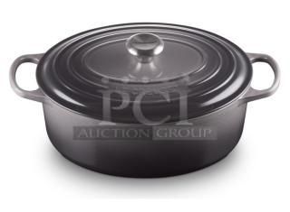 BRAND NEW! Le Creuset Stoneware Commercial Enameled Cast Iron 6.75 Qt. Oval Oyster Dutch Oven! With Handles & Stainless Steel Knobbed Lid! Model: 21178031444041! 2X Your Bid!