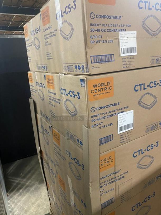 BRAND NEW! Mixed Pallet! Ingeo Pla Lid 8.8" x 6.8" Fiber Box Lids! Perfect For 20-48oz Containers!  Model CTL-CS-3! 22 X Your Bid! - Image 3 of 9