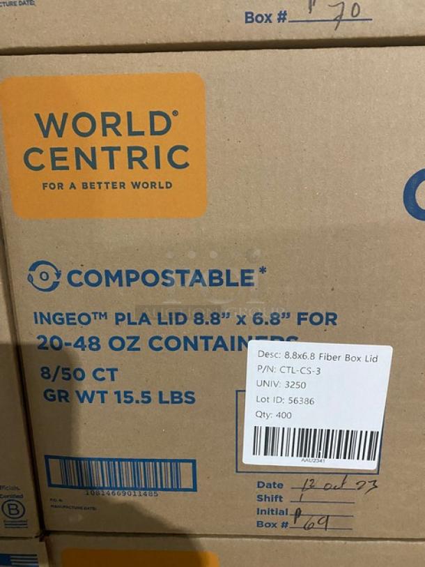 BRAND NEW! Mixed Pallet! Ingeo Pla Lid 8.8" x 6.8" Fiber Box Lids! Perfect For 20-48oz Containers!  Model CTL-CS-3! 20 X Your Bid! - Image 5 of 9
