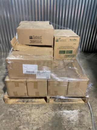 BRAND NEW! Mixed Pallet! Sabert Lid For Square Pulp Bowl!  Holds 16oz!  Model 51916F300! Steelite International Bowl 7 2/3 Earth Black! Model 6153RG102!  Sabert Clear Lid for 36 oz. Two-Compartment Medium Snack Box! 15 X Your Bid!