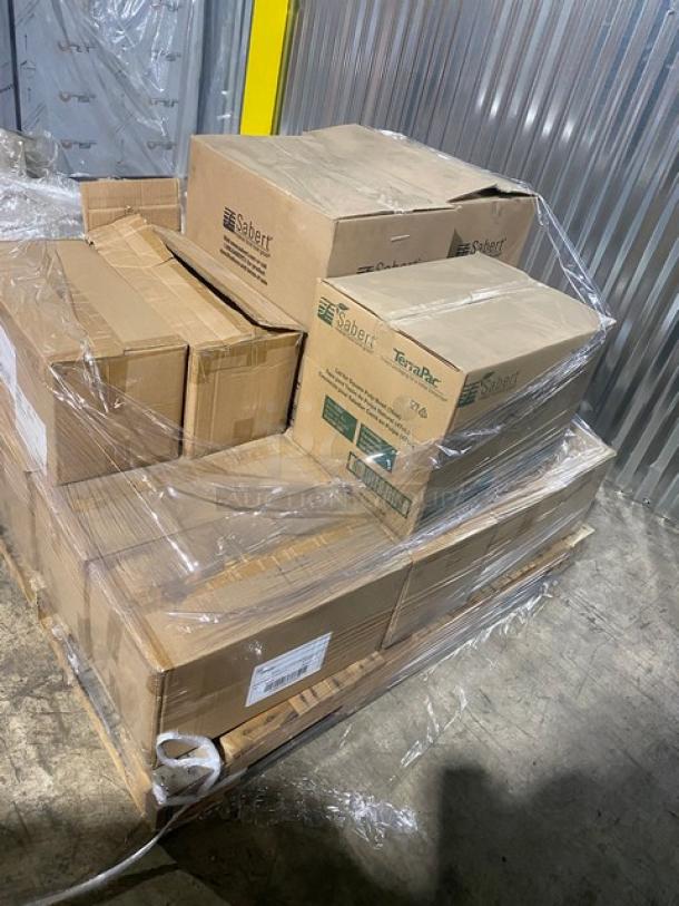 BRAND NEW! Mixed Pallet! Sabert Lid For Square Pulp Bowl!  Holds 16oz!  Model 51916F300! Steelite International Bowl 7 2/3 Earth Black! Model 6153RG102!  Sabert Clear Lid for 36 oz. Two-Compartment Medium Snack Box! 15 X Your Bid! - Image 2 of 8