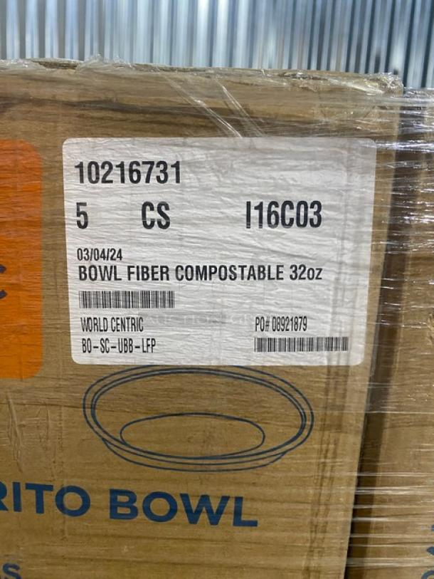 BRAND NEW! Mixed Pallet! World Centric 32oz Burrito Bowl! Model BO-SC-UBB-LFP!  10 X Your Bid! - Image 6 of 8