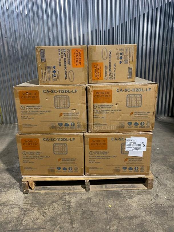 BRAND NEW! Mixed Pallet! World Centric 112oz Compostable Fiber 2-Compartment Catering Pan! Model CA-SC-112DL-LF! World Centric 32oz Compostable Fiber Burrito Bowl! Model BO-SC-UBB-LFP! 10 X Your Bid! - Image 1 of 13