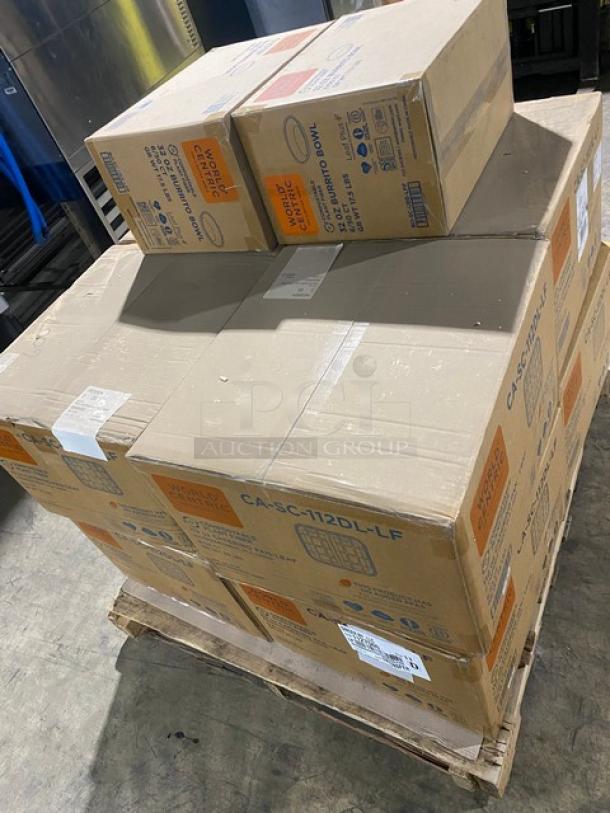 BRAND NEW! Mixed Pallet! World Centric 112oz Compostable Fiber 2-Compartment Catering Pan! Model CA-SC-112DL-LF! World Centric 32oz Compostable Fiber Burrito Bowl! Model BO-SC-UBB-LFP! 10 X Your Bid! - Image 3 of 13