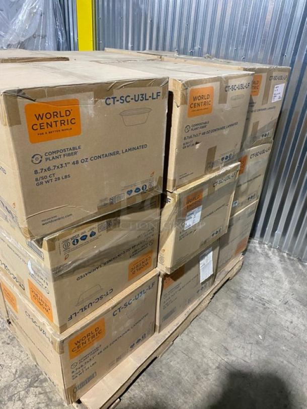 BRAND NEW! Complete Pallet! World Centric 48oz Laminated Containers! Made of Compostable Plant Fiber!  8.7x6.7x3.1 Inches! Model CT-SC-U3L-LF! 18 X Your Bid! - Image 2 of 14