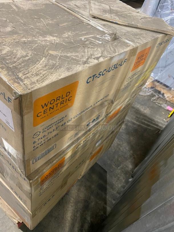 BRAND NEW! Complete Pallet! World Centric 48oz Laminated Containers! Made of Compostable Plant Fiber!  8.7x6.7x3.1 Inches! Model CT-SC-U3L-LF! 18 X Your Bid! - Image 3 of 14