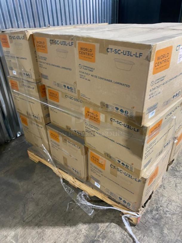 BRAND NEW! Complete Pallet! World Centric 48oz Laminated Containers! Made of Compostable Plant Fiber!  8.7x6.7x3.1 Inches! Model CT-SC-U3L-LF! 18 X Your Bid! - Image 5 of 14