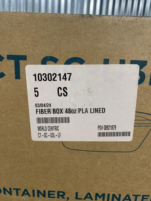 BRAND NEW! Complete Pallet! World Centric 48oz Laminated Containers! Made of Compostable Plant Fiber!  8.7x6.7x3.1 Inches! Model CT-SC-U3L-LF! 18 X Your Bid! - Image 6 of 14