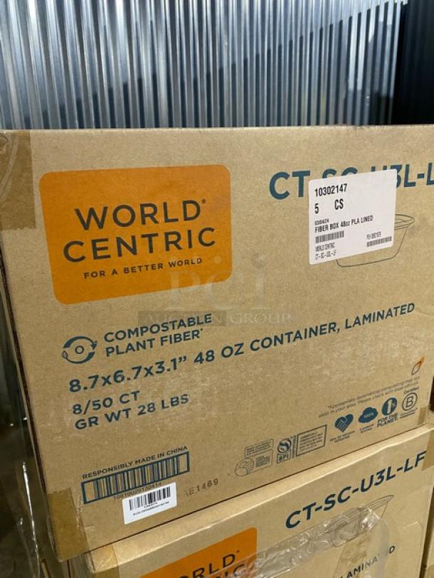 BRAND NEW! Complete Pallet! World Centric 48oz Laminated Containers! Made of Compostable Plant Fiber!  8.7x6.7x3.1 Inches! Model CT-SC-U3L-LF! 18 X Your Bid! - Image 7 of 14