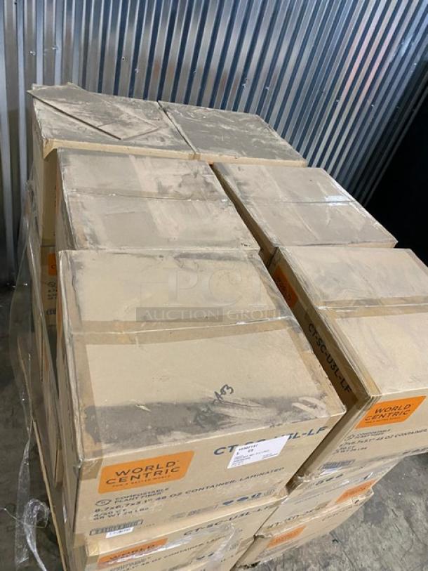 BRAND NEW! Complete Pallet! World Centric 48oz Laminated Containers! Made of Compostable Plant Fiber!  8.7x6.7x3.1 Inches! Model CT-SC-U3L-LF! 18 X Your Bid! - Image 8 of 14