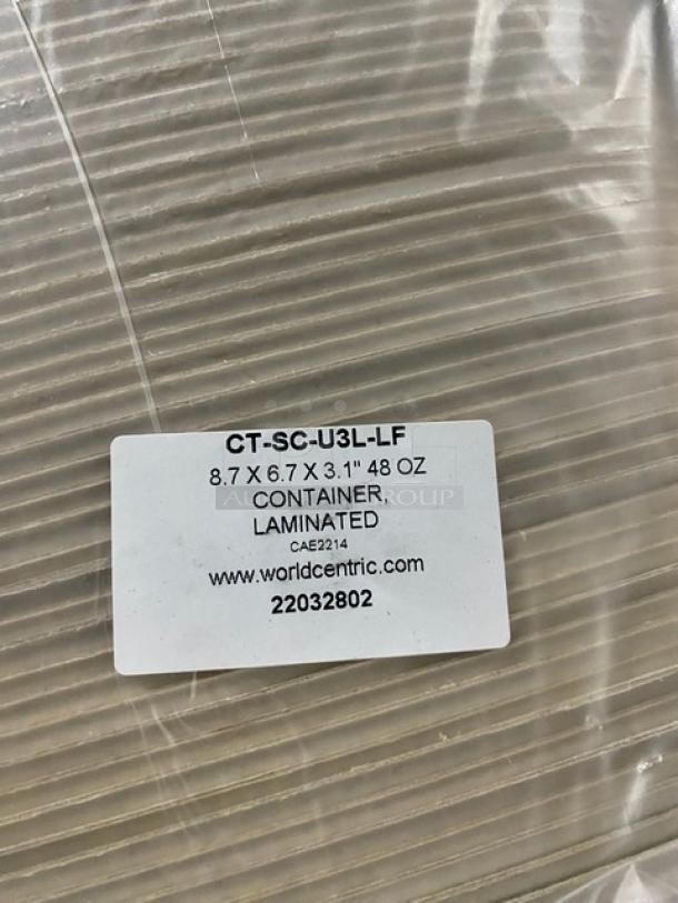 BRAND NEW! Complete Pallet! World Centric 48oz Laminated Containers! Made of Compostable Plant Fiber!  8.7x6.7x3.1 Inches! Model CT-SC-U3L-LF! 18 X Your Bid! - Image 10 of 14