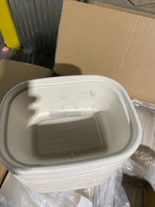 BRAND NEW! Complete Pallet! World Centric 48oz Laminated Containers! Made of Compostable Plant Fiber!  8.7x6.7x3.1 Inches! Model CT-SC-U3L-LF! 18 X Your Bid! - Image 12 of 14