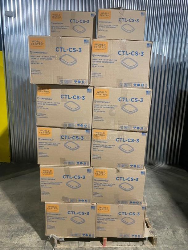 BRAND NEW! Complete Pallet! World Centric Ingeo Pla Lid 8.8" x 6.8" Fiber Box Lids! Perfect For 20-48oz Containers! Model CTL-CS-3! 22 X Your Bid! - Image 1 of 10