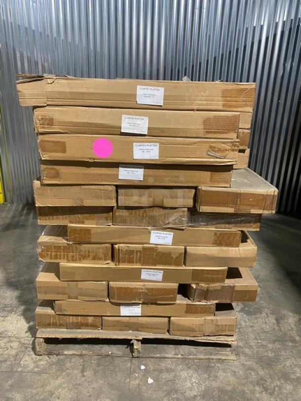 BRAND NEW! FULL PALLET! Clartec 12x30 Plastic Display Tray/Platter! Model CPW1230! 12 Per Case! 43 X Your Bid! - Image 1 of 11