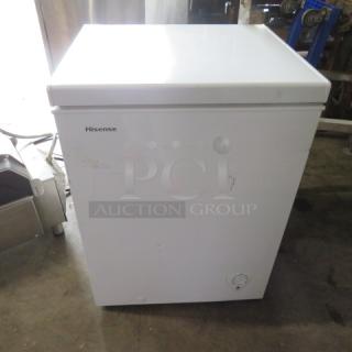 One Hisense Chest Freezer With 1 Basket. Model# WFC050M6XWB. 115 Volt. 24.5X23X34