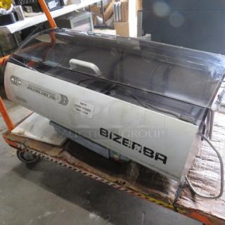 One Bizerba Bread Slicer. Model# BRS-38. 120 Volt. Lid Has A Crack See Pic.  39X28X16