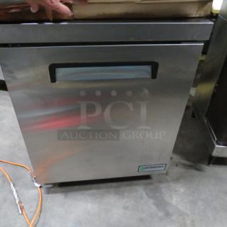 One Hoshizaki 1 Door Under Counter Cooler With 1 Rack  On Casters.  Model# EUR-27. 115 Volt. 27X30X34