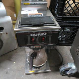 One Bunn Coffee Brewer With Filter Basket, Pot, And Top Warmer. Model# VP17-2-SST. 120 Volt. 8X18X17 - Item #1181870