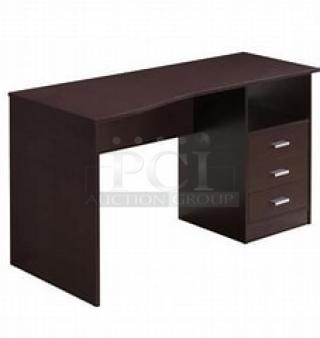 One NEW Desk With 3 Drawers. Assembly Required. Model# RTA-8404-WN