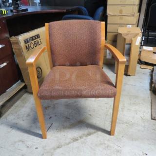 Wooden Arm Chair With Cushioned Seat And Back. 2XBID