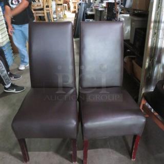 Wooden Chair With Brown Cushioned Seat And Back. 2XBID