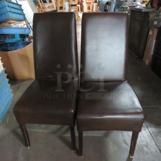 Wooden Chair With Brown Cushioned Seat And Back. 2XBID