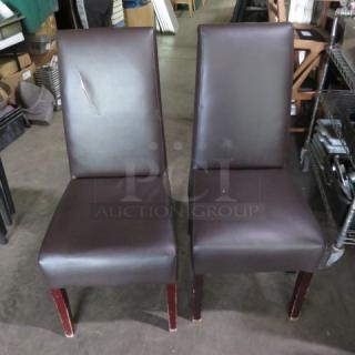 Wooden Chair With Brown Cushioned Seat And Back. Rip. See PICS!  2XBID